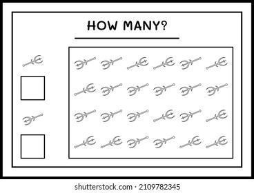 How many Spear, game for children. Vector illustration, printable worksheet