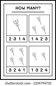 How many Spear, game for children. Vector illustration, printable worksheet
