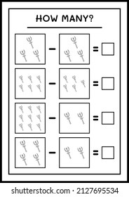 How many Spear, game for children. Vector illustration, printable worksheet