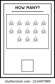 How many Spider, game for children. Vector illustration, printable worksheet