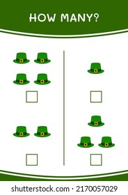 How many of St. Patrick's Day hat, game for children. Vector illustration, printable worksheet