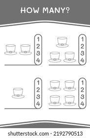 How many of St. Patrick's Day hat, game for children. Vector illustration, printable worksheet