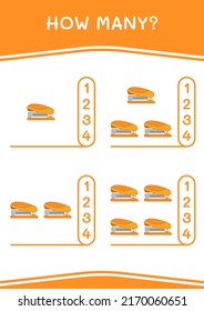 How many of Stapler, game for children. Vector illustration, printable worksheet