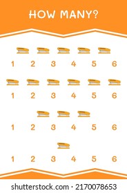 How many of Stapler, game for children. Vector illustration, printable worksheet