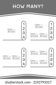 How many of Stapler, game for children. Vector illustration, printable worksheet