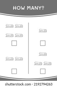 How many of Stapler, game for children. Vector illustration, printable worksheet