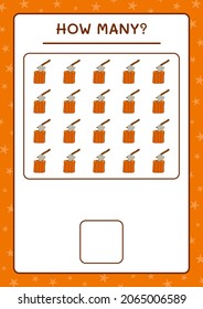 How many Stump with Ax, game for children. Vector illustration, printable worksheet