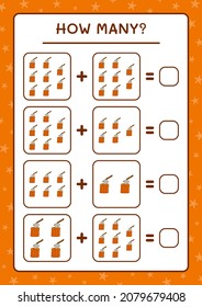 ¿Cuántos Stump con hacha, juegan para niños? Ilustración del vector, hoja de cálculo imprimible
