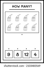 How many Stump with Ax, game for children. Vector illustration, printable worksheet