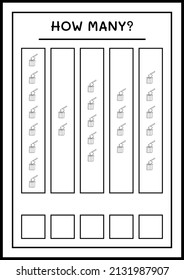 How many Stump with Ax, game for children. Vector illustration, printable worksheet