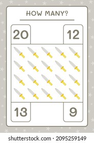 How many Sword, game for children. Vector illustration, printable worksheet