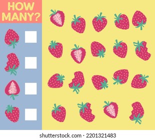 How many are they game. Counting fruit for preschool. Count the fruits in the picture and write the result.
