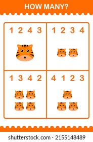 How Many Tiger face. Worksheet for kids