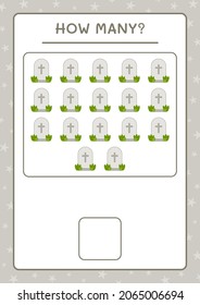 How many Tombstone, game for children. Vector illustration, printable worksheet
