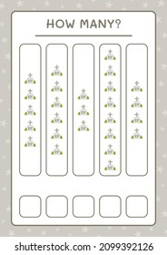 How many Tombstone, game for children. Vector illustration, printable worksheet