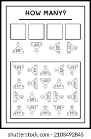 How many Tombstone, game for children. Vector illustration, printable worksheet