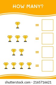¿Cuántos Trofeo, juego para niños? Ilustración del vector, hoja de cálculo imprimible