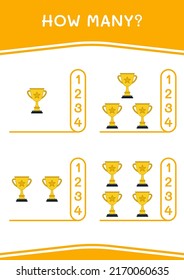How many of Trophy, game for children. Vector illustration, printable worksheet