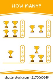 How many of Trophy, game for children. Vector illustration, printable worksheet