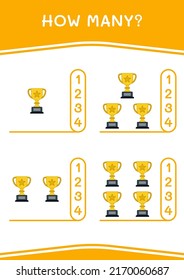 How many of Trophy, game for children. Vector illustration, printable worksheet