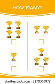 ¿Cuántos Trofeo, juego para niños? Ilustración del vector, hoja de cálculo imprimible