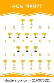 How many of Trophy, game for children. Vector illustration, printable worksheet