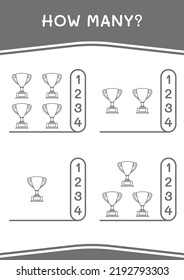 How many of Trophy, game for children. Vector illustration, printable worksheet