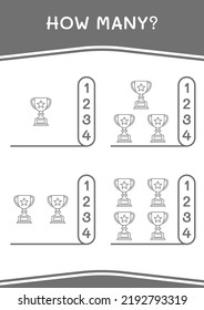 How many of Trophy, game for children. Vector illustration, printable worksheet