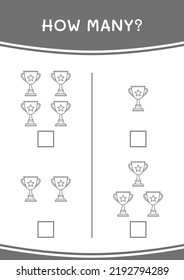 How many of Trophy, game for children. Vector illustration, printable worksheet