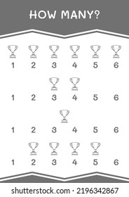 How many of Trophy, game for children. Vector illustration, printable worksheet