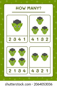 How many Vampire, game for children. Vector illustration, printable worksheet