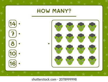 How many Vampire, game for children. Vector illustration, printable worksheet