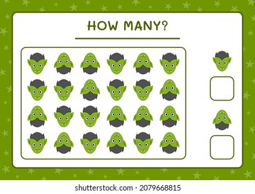 How many Vampire, game for children. Vector illustration, printable worksheet
