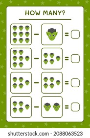 How many Vampire, game for children. Vector illustration, printable worksheet
