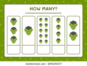 How many Vampire, game for children. Vector illustration, printable worksheet