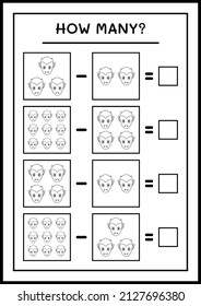 How many Vampire, game for children. Vector illustration, printable worksheet