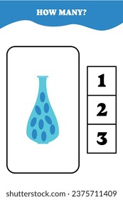 How many vase are there? Educational math game for kids. Printable worksheet design for preschool or elementary kids. Activities for children.