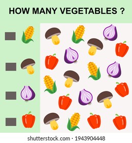 How many vegetables with corn mushroom bell pepper onion capsicum flat concept design