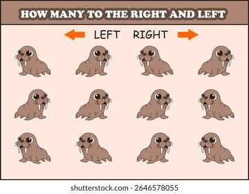 how many walrus to the left and right. animal arrow 