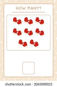 How many winter mittens, game for children. Vector illustration, printable worksheet