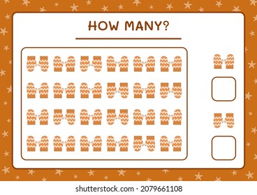 How many winter mittens, game for children. Vector illustration, printable worksheet