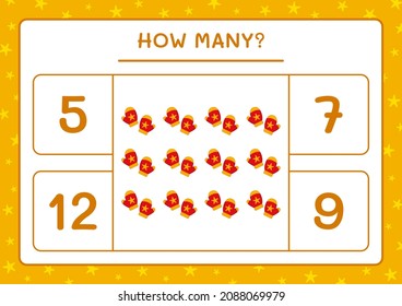 How many winter mittens, game for children. Vector illustration, printable worksheet