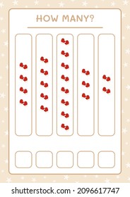 How many winter mittens, game for children. Vector illustration, printable worksheet