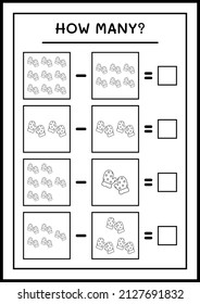 How many winter mittens, game for children. Vector illustration, printable worksheet