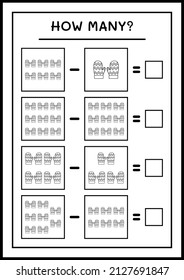 How many winter mittens, game for children. Vector illustration, printable worksheet