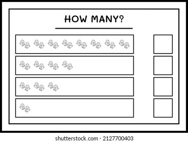 How many winter mittens, game for children. Vector illustration, printable worksheet