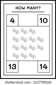 Cuántos mitones de invierno, juegos para niños. Ilustración del vector, hoja de cálculo imprimible