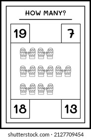 How many winter mittens, game for children. Vector illustration, printable worksheet