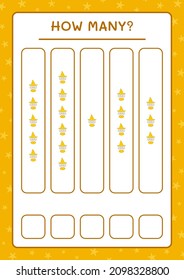 How many Witch, game for children. Vector illustration, printable worksheet