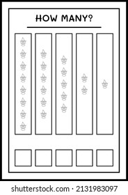 How many Witch, game for children. Vector illustration, printable worksheet